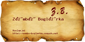 Zámbó Boglárka névjegykártya
